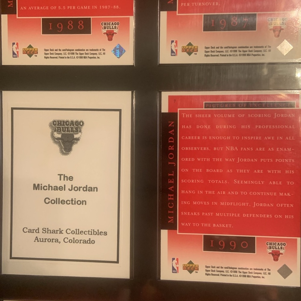 Michael Jordan 🏀 Timeline Card Display-Black & Gold Frame / Red Cards 1987-1994 - Picture 15 of 17